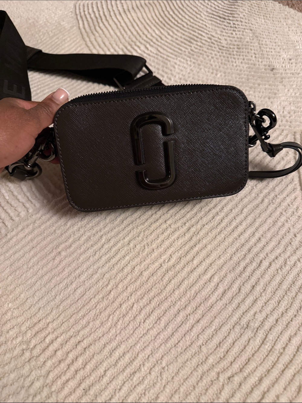 Marc Jacobs Black Double J Saffiano Crossbody Camera Bag